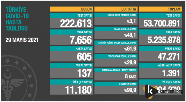 29 Mayıs 2021 Covid-19 Tablosu