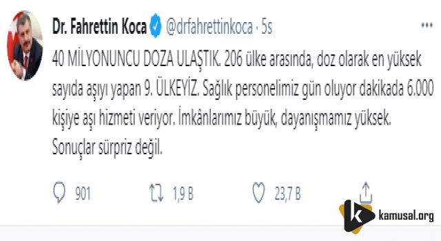 40 Milyonuncu Doza Ulaştık