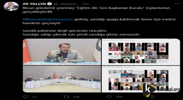 Ali YALÇIN'dan Seçim Tweeti