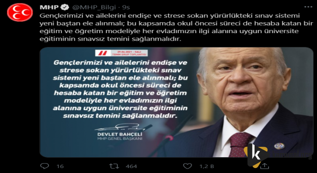 Bahçeli'den Sınav Sistemine Eleştri