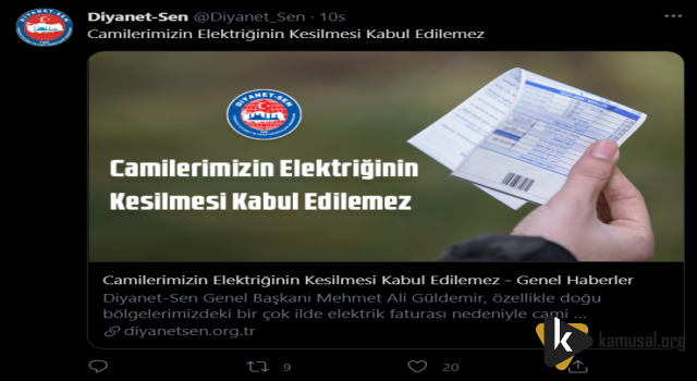 Diyanet-Sen'den Elektrik Kesintisine Tepki