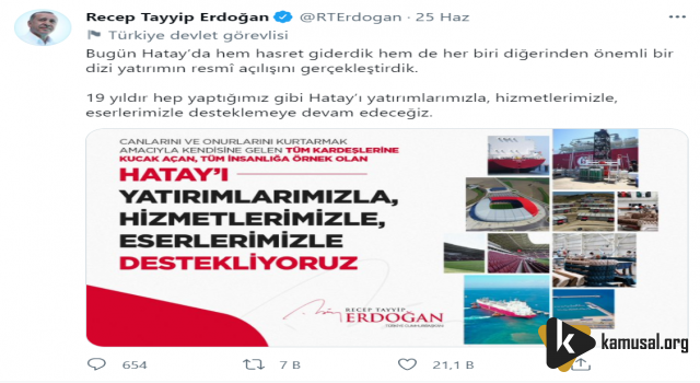 Erdoğan'dan Destek