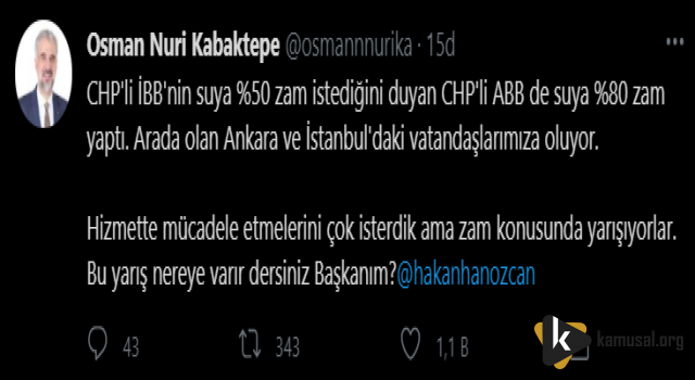 Kabaktepe'den Su Zammına Tepki