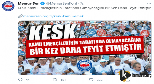 Memur-Sen'den Kesk'e Tepki