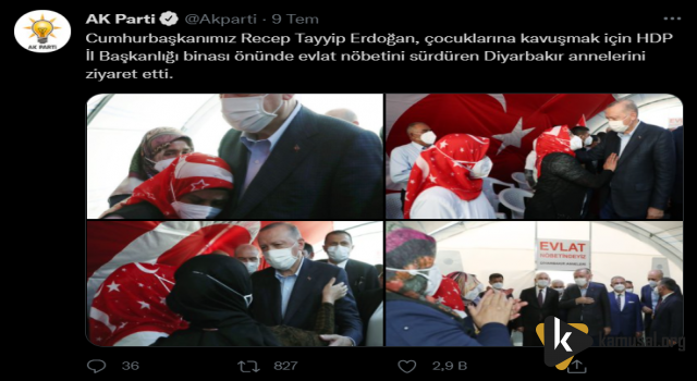 Erdoğan'dan Diyarbakır Annelerine Destek