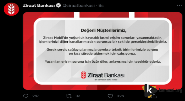 Ziraat Bankası'nın uygulaması çöktü