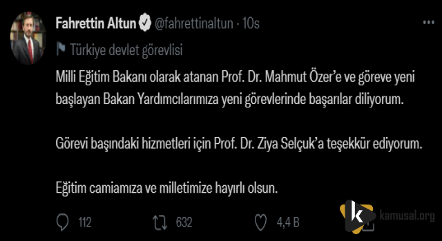 Altun'dan Özer'e Tebrik