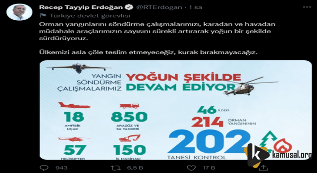 Erdoğan'dan Yangın Açıklaması