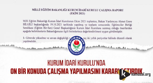 Kurum İdari Kurulu’nda 11 Konuda Çalışma Yapılması Kararlaştırıldı