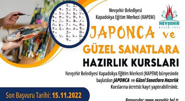 Japonca ve Güzel Sanatlara Hazırlık Kursları İçin Kayıtlar Başladı