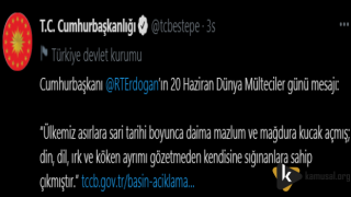 Erdoğan'dan Mülteciler Günü Mesajı