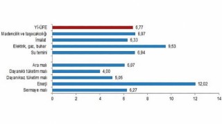 Yurt içi üretici fiyat endeksi (Yİ-ÜFE) yıllık Yüzde 138,31, aylık Yüzde 6,77 arttı